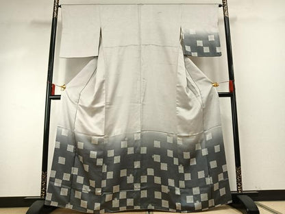 平和屋着物●訪問着　市松千鳥文　暈し染め　正絹　逸品　AABE5818fy