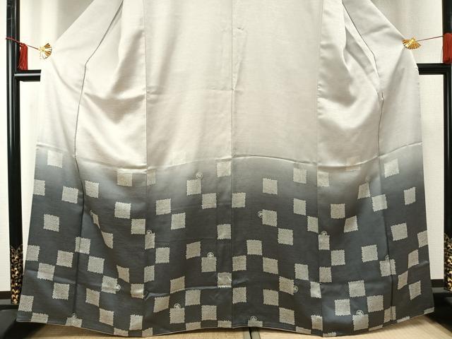 平和屋着物●訪問着　市松千鳥文　暈し染め　正絹　逸品　AABE5818fy