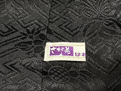 平和屋着物●訪問着　総絞り　枝花文　黒地　金彩　さが美扱い　正絹　逸品　AABE5819fy