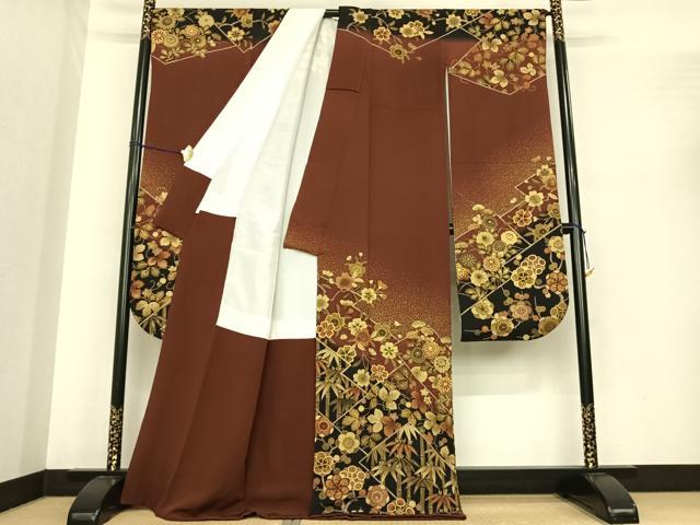平和屋着物●ファッションデザイナー 花井幸子　振袖　駒刺繍　松竹梅　金彩　伊勢丹扱い　正絹　逸品　AABE5821fy 平和屋着物○ファッションデザイナー 花井幸子 振袖 駒刺繍 松竹梅