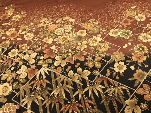 平和屋着物●ファッションデザイナー 花井幸子　振袖　駒刺繍　松竹梅　金彩　伊勢丹扱い　正絹　逸品　AABE5821fy 平和屋着物○ファッションデザイナー 花井幸子 振袖 駒刺繍 松竹梅