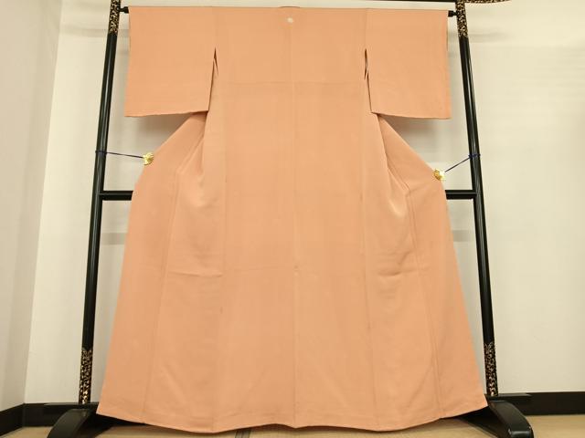 平和屋着物●上質な色無地　舞花地紋　洒落柿色　正絹　逸品　未使用　AABE5822fy