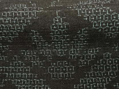 平和屋着物●結城紬　80亀甲　横段文　正絹　逸品　AABE5823fy
