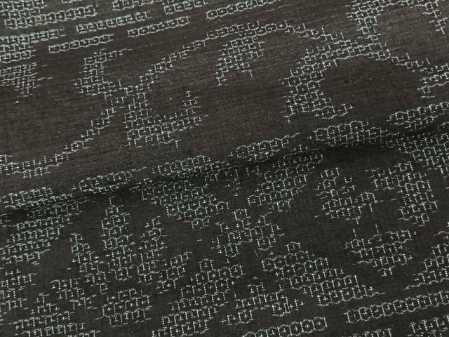 平和屋着物●結城紬　80亀甲　横段文　正絹　逸品　AABE5823fy