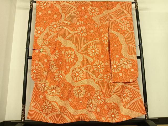 平和屋着物●豪華振袖　駒刺繍　絞り　舞花文　高島屋扱い　正絹　逸品　AABE5825fy 平和屋着物○豪華振袖 駒刺繍 絞り 舞花文 高島屋扱い 正絹 逸品