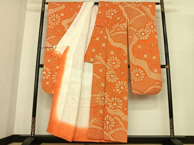 平和屋着物●豪華振袖　駒刺繍　絞り　舞花文　高島屋扱い　正絹　逸品　AABE5825fy 平和屋着物○豪華振袖 駒刺繍 絞り 舞花文 高島屋扱い 正絹 逸品
