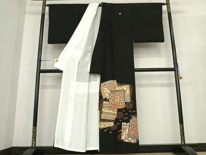 平和屋着物●豪華黒留袖　駒刺繍　色紙重ね文　金彩　ますいわ屋扱い　正絹　逸品　AABE5828fy