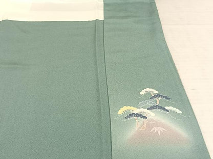平和屋着物●訪問着　友禅　作家物　風景花文　暈し染め　鬼しぼ縮緬　正絹　逸品　AABE5830fy