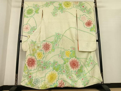 平和屋着物●豪華振袖　総絞り　草花文　正絹　逸品　AABE5834fy