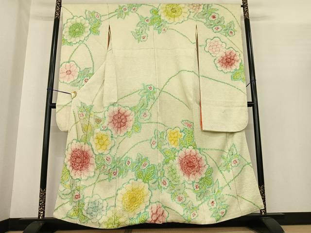 平和屋着物●豪華振袖　総絞り　草花文　正絹　逸品　AABE5834fy