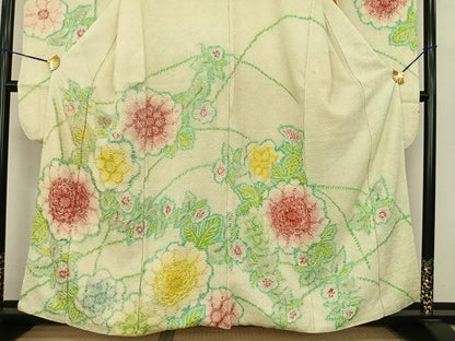 平和屋着物●豪華振袖　総絞り　草花文　正絹　逸品　AABE5834fy