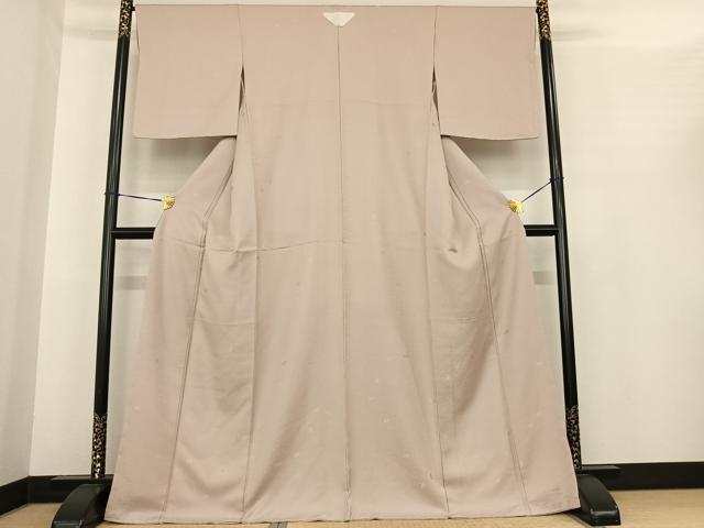 平和屋着物●上質な色無地　銀杏地紋　灰梅色　正絹　逸品　未使用　AABE5839fy