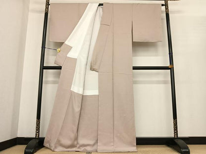 平和屋着物●上質な色無地　銀杏地紋　灰梅色　正絹　逸品　未使用　AABE5839fy
