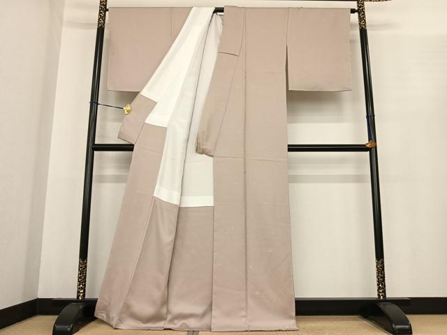 平和屋着物●上質な色無地　銀杏地紋　灰梅色　正絹　逸品　未使用　AABE5839fy