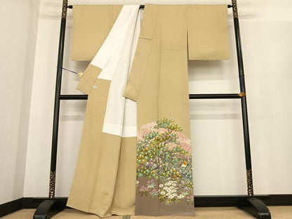 平和屋着物●訪問着　友禅　作家物　一峰　花鳥文　正絹　逸品　AABE5840fy