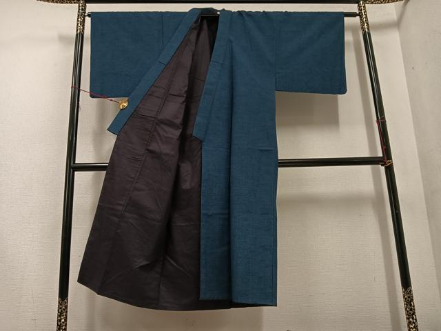 平和屋着物●男性　紬　アンサンブル　色無地　褐返し色　正絹　逸品　AABE5849ph