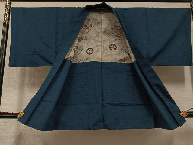 平和屋着物●男性　紬　アンサンブル　色無地　褐返し色　正絹　逸品　AABE5849ph