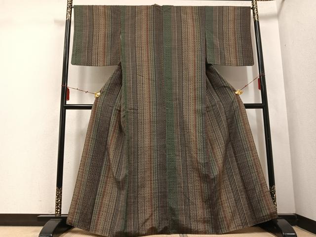 平和屋着物●上質な紬　間道　正絹　逸品　AABE5854ph