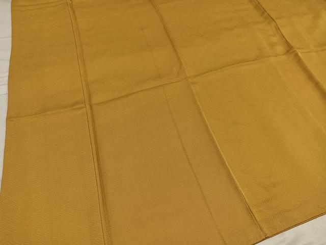 平和屋着物●上質な色無地 立波地紋 玉蜀黍色 正絹 逸品 AABE5859ph