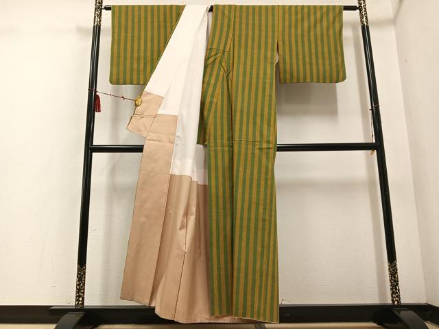 平和屋着物●上質な紬　間道　正絹　逸品　AABE5863ph