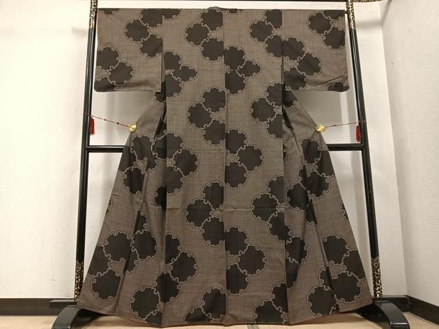 平和屋着物●本場大島紬　一元7マルキ　雪輪文　正絹　逸品　未使用　AABE5865ph 平和屋着物○本場大島紬 一元7マルキ 雪輪文 正絹 逸品 未使用 AABE5865ph