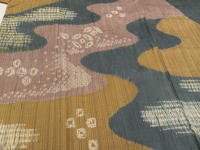 平和屋着物●訪問着 紬地 絞り 流水文 正絹 逸品 AABE5874ph