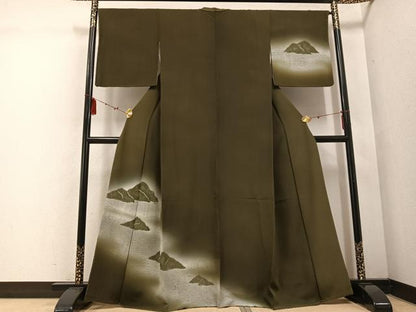 平和屋着物●訪問着 絞り 重ね山文 暈し染め 正絹 逸品 AABE5881ph
