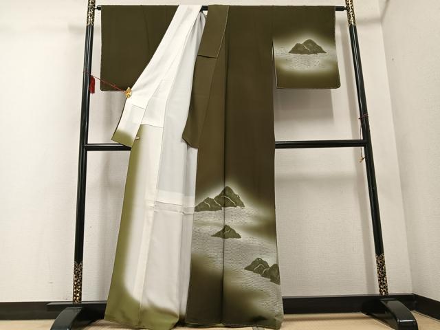 平和屋着物●訪問着 絞り 重ね山文 暈し染め 正絹 逸品 AABE5881ph