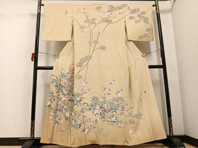 平和屋着物●訪問着　友禅　作家物　茂樹　枝花文　暈し染め　正絹　逸品　AABE5883ph 平和屋着物○訪問着 友禅 作家物 茂樹 枝花文 暈し染め