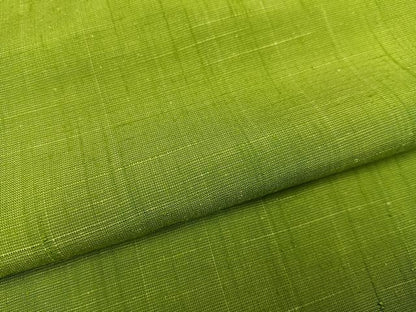 平和屋着物●上質な紬　色無地　青朽葉色　ロング丈　正絹　逸品　AABE5894ph