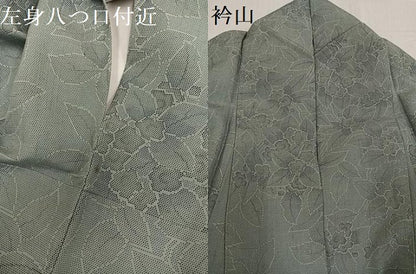平和屋着物●上質な小紋 紬地 紫陽花 あじさい 正絹 逸品 AABE5903ph
