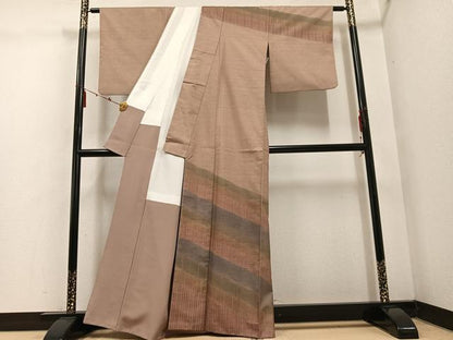 平和屋着物●石川県指定無形文化財　牛首紬　白山工房　手織り　訪問着　流水文　暈し染め　正絹　逸品　AABE5908ph