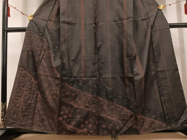 平和屋着物○本場大島紬 訪問着 絞り 花唐草文 正絹 逸品 未使用