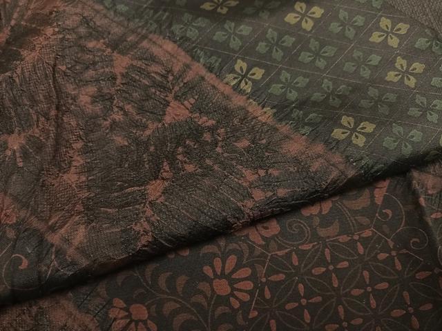平和屋着物●本場大島紬　訪問着　絞り　花唐草文　正絹　逸品　未使用　AABE5914ph