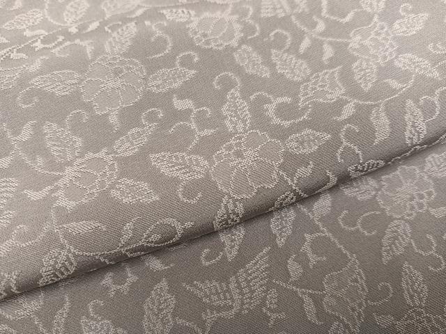 平和屋着物●お召　花唐草地紋　色無地　胡桃染色　正絹　逸品　AABE5916ph 平和屋着物○お召 花唐草地紋 色無地 胡桃染色 正絹 逸品 AABE5916ph