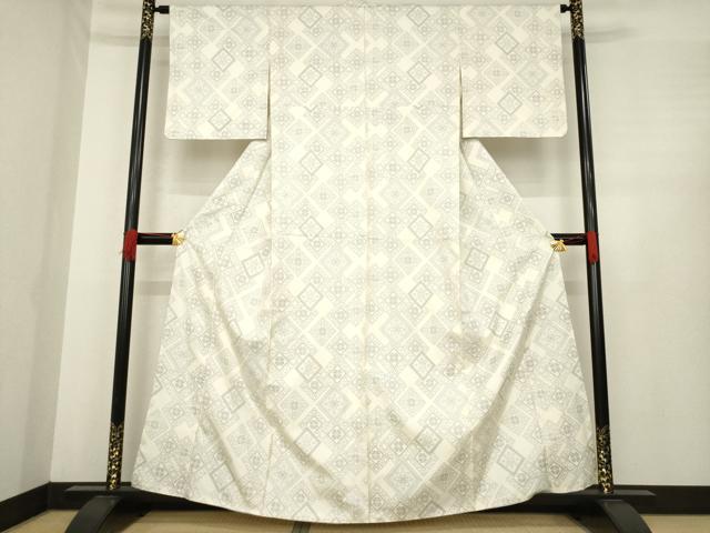 平和屋着物●上質な紬　花菱文　正絹　逸品　AABE5925ck