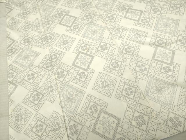 平和屋着物●上質な紬　花菱文　正絹　逸品　AABE5925ck