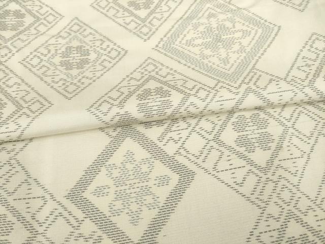 平和屋着物●上質な紬　花菱文　正絹　逸品　AABE5925ck