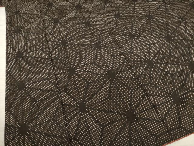 平和屋着物●上質な紬　麻の葉文様　正絹　逸品　AABE5928ck