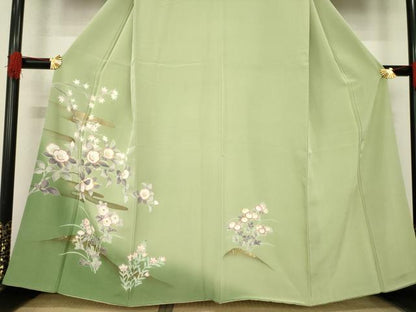 平和屋着物●訪問着 友禅 エ霞花文 暈し染め 金彩 正絹 逸品 AABE5933ck
