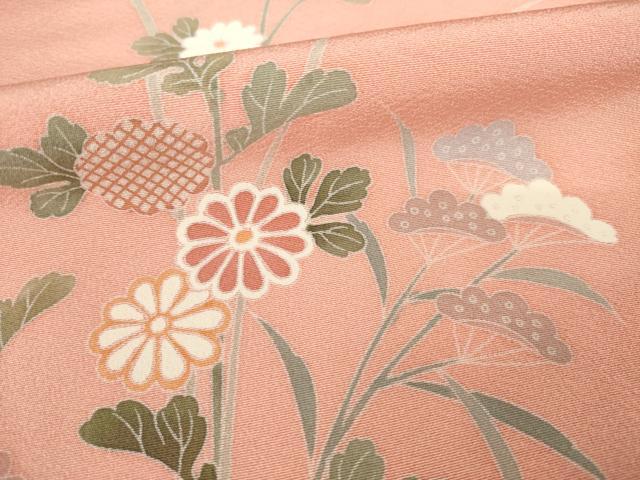 平和屋着物●訪問着 友禅 草花文 暈し染め 金彩 正絹 逸品 AABE5939ck