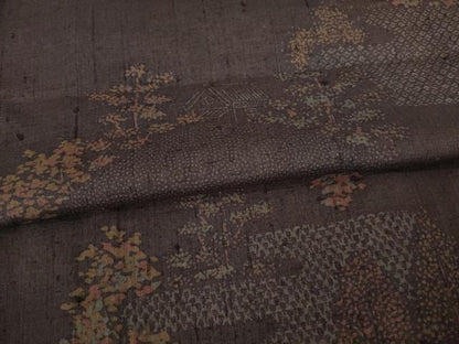 平和屋着物●上質な紬　風景文　正絹　逸品　AABE5940ck