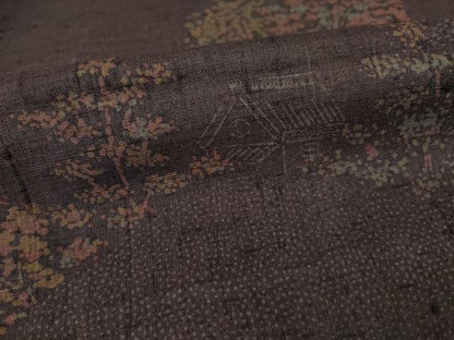 平和屋着物●上質な紬　風景文　正絹　逸品　AABE5940ck