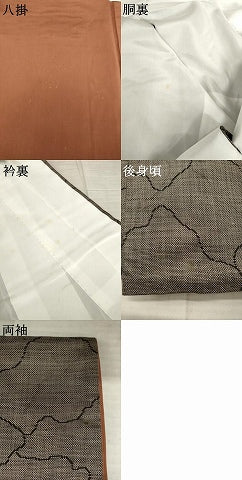 平和屋着物●本場大島紬　カタス7マルキ　花尽くし　正絹　逸品　AABE5947ck