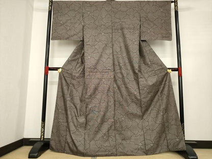 平和屋着物●本場大島紬　カタス7マルキ　花尽くし　正絹　逸品　AABE5947ck