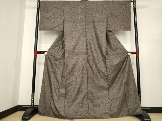 平和屋着物●本場大島紬　カタス7マルキ　花尽くし　正絹　逸品　AABE5947ck