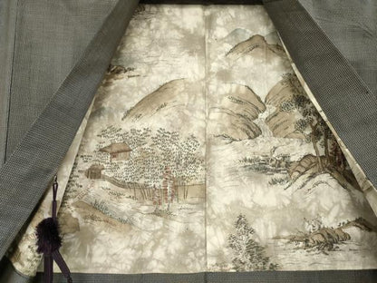 平和屋着物●男性　本場大島紬　アンサンブル　亀甲文　正絹　逸品　AABE5953ck