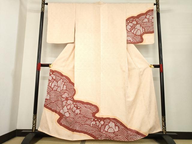 平和屋着物●訪問着 総絞り 流水文 正絹 逸品 AABE5959ck