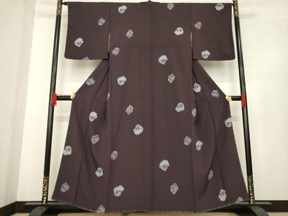 平和屋着物●上質な小紋　枝花文　金彩　正絹　逸品　未使用　AABE5975ck