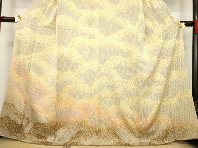 平和屋着物○訪問着 総絞り 雲重ね文 暈し染め 正絹 逸品